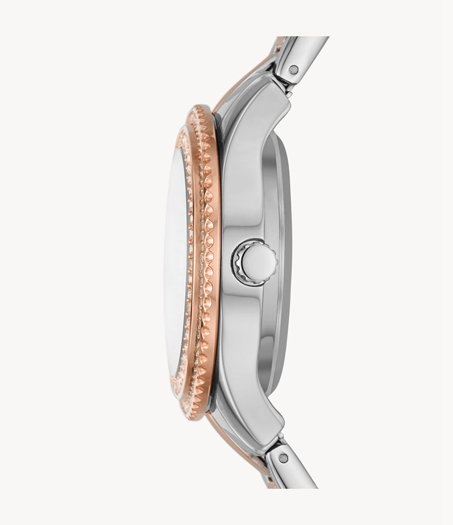 Fossil Stella Automatisk Two-Tone Stainless Steel Ure Dame Sølv | ILCDWX-603