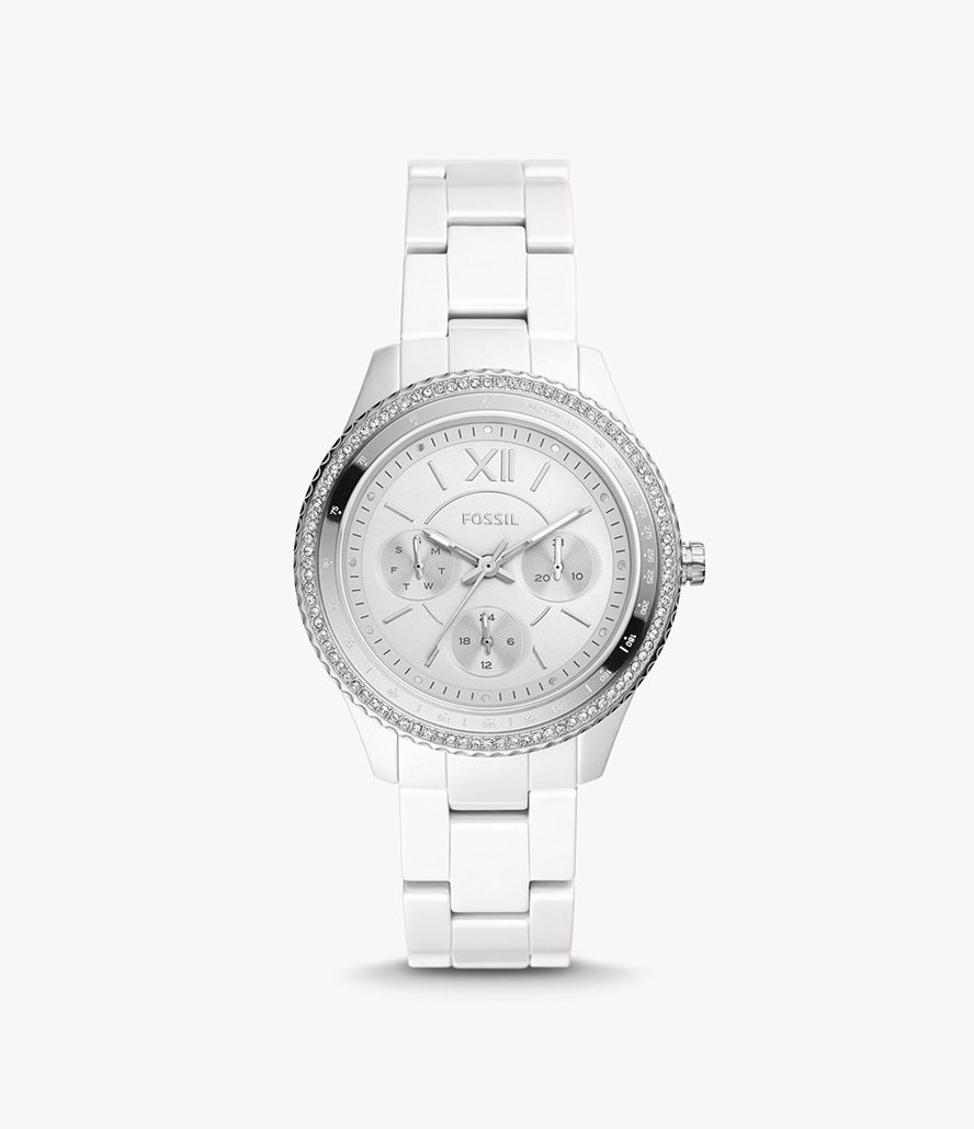 Fossil Stella Multifunktion Keramisk Ure Dame Hvide | OGEBRQ-306