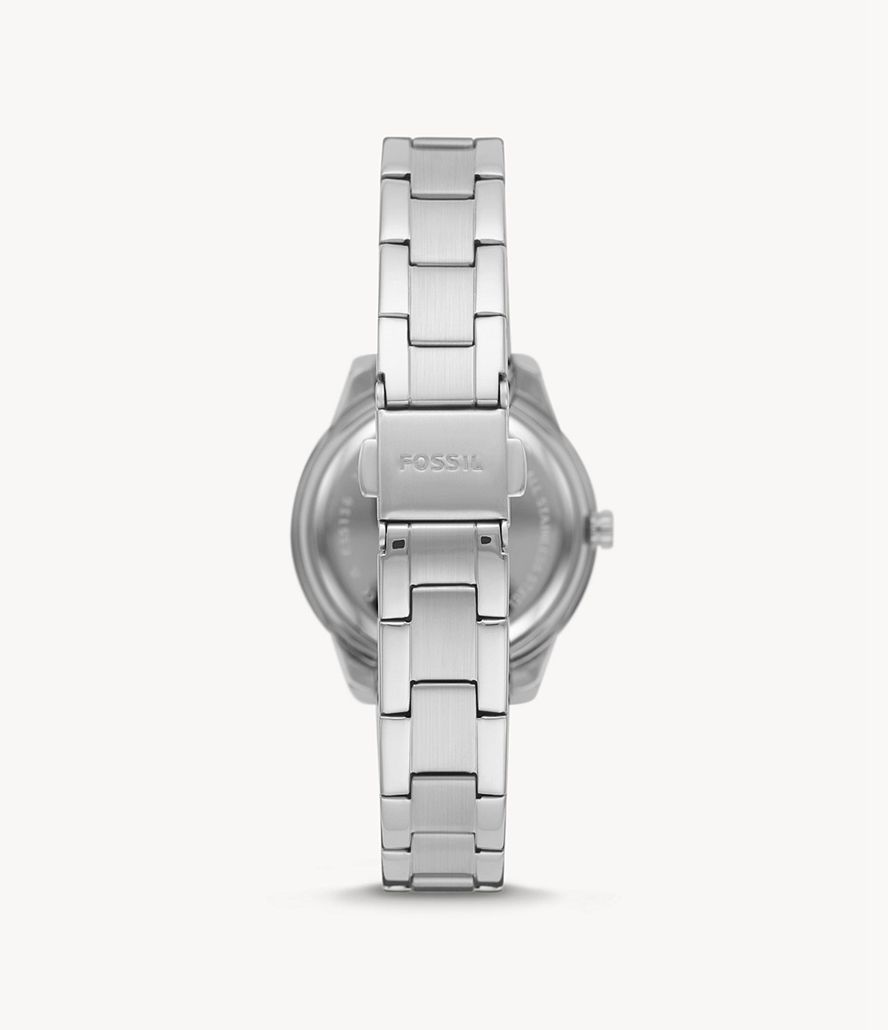 Fossil Stella Three-Hand Date Stainless Steel Ure Dame Sølv | BDJUCV-823