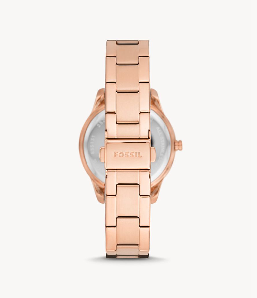 Fossil Stella Three-Hand Date Tone Stainless Steel Ure Dame Lyserød Guld | HDGLKA-240