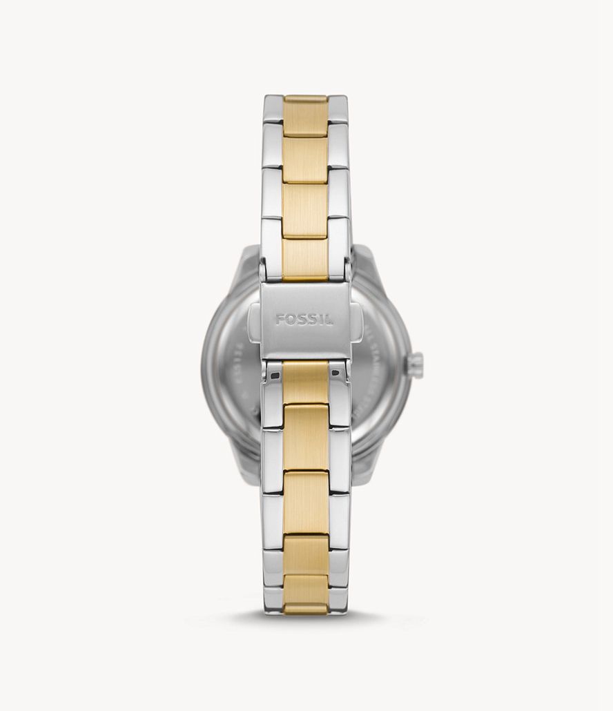 Fossil Stella Three-Hand Date Two-Tone Stainless Steel Ure Dame Sølv | LXKPUH-437