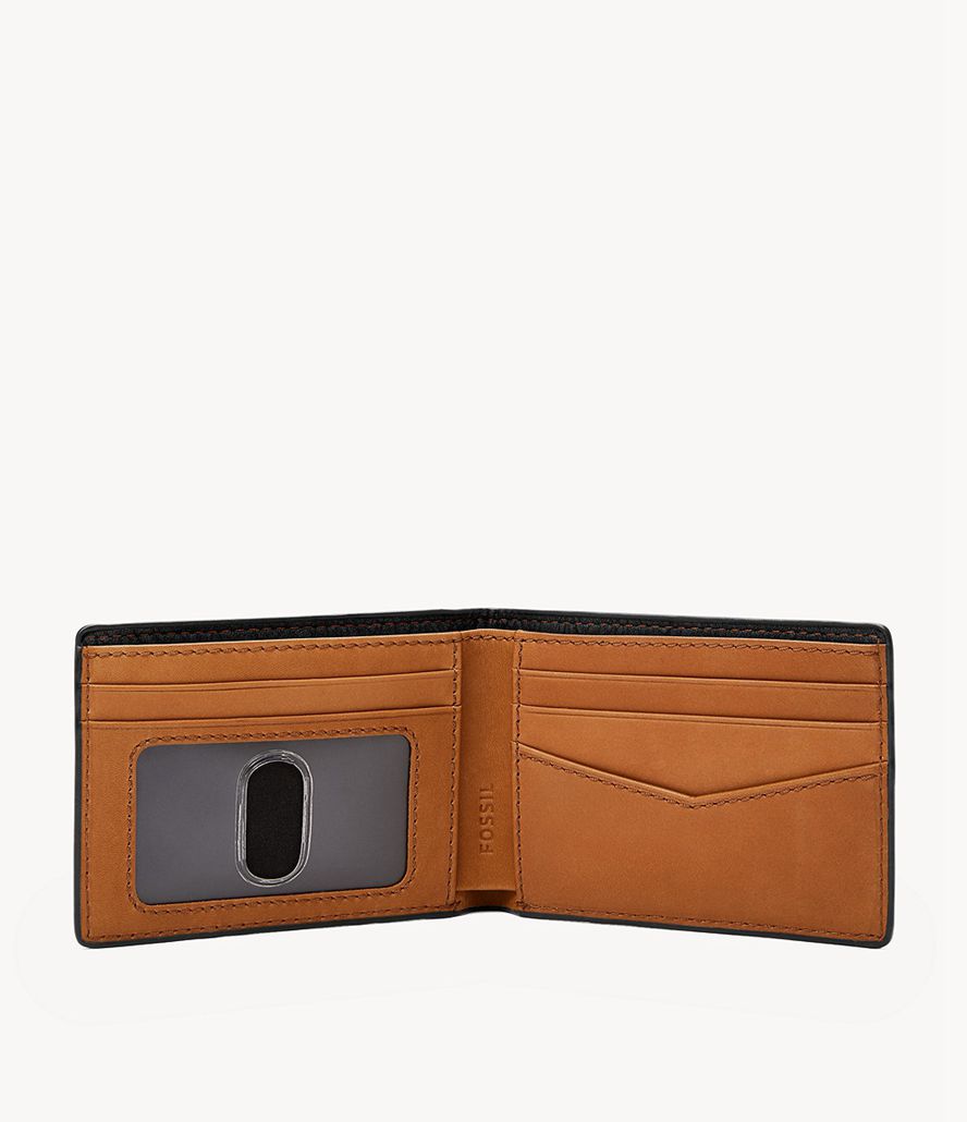 Fossil Steven Front Pocket Bifold Tegnebog Herre Sort | YHOCMF-983