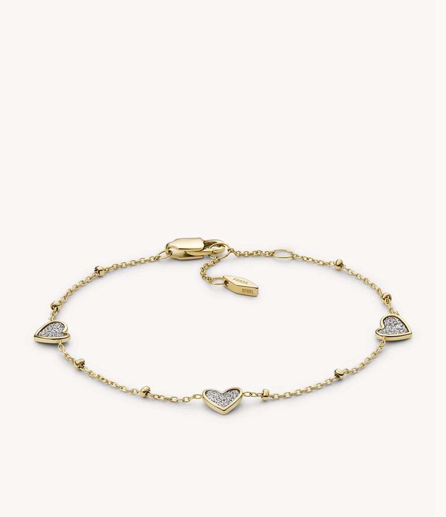 Fossil Sutton Classic Valentine Stainless Steel Heart Station Armbånd Dame Guld | FCHIOU-372