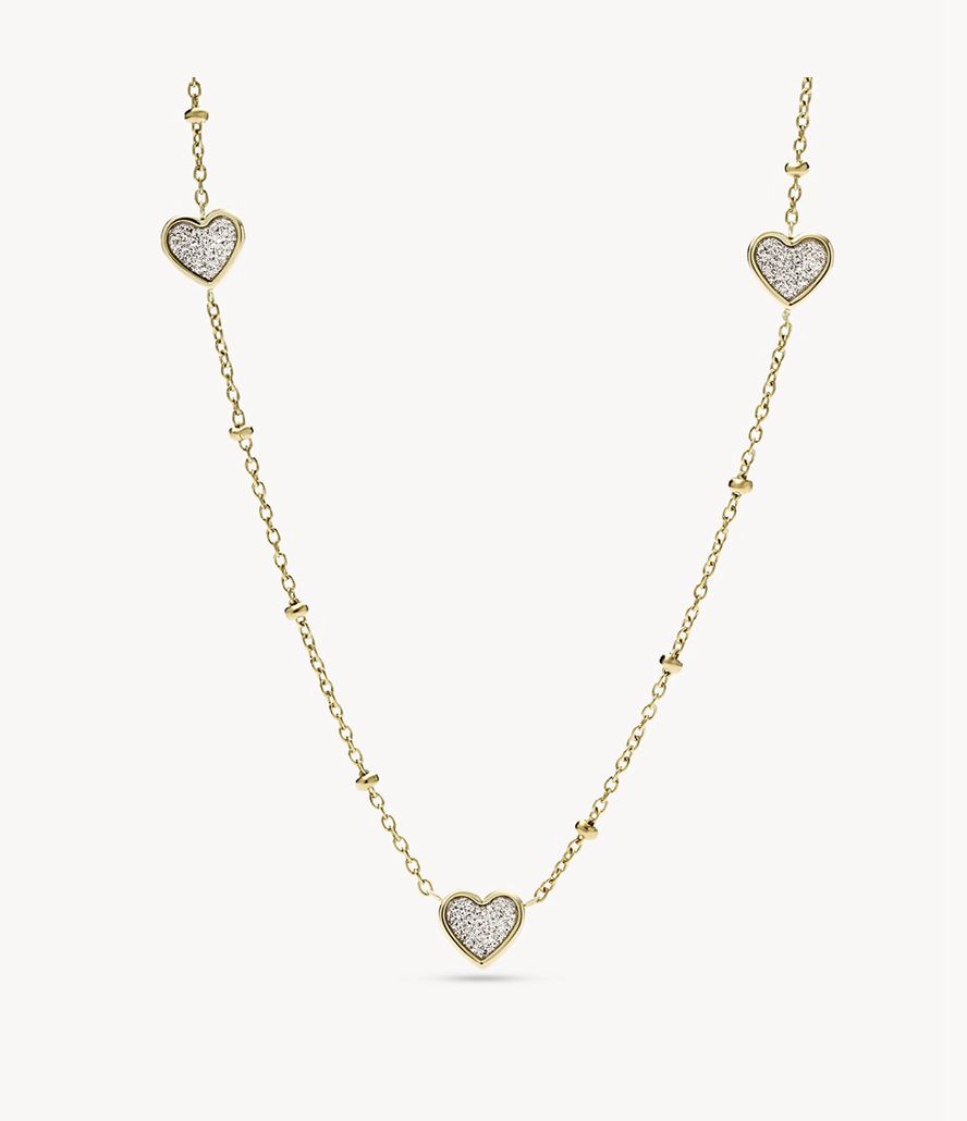 Fossil Sutton Classic Valentine Stainless Steel Heart Chain Halskæder Dame Guld | FDEVIX-047