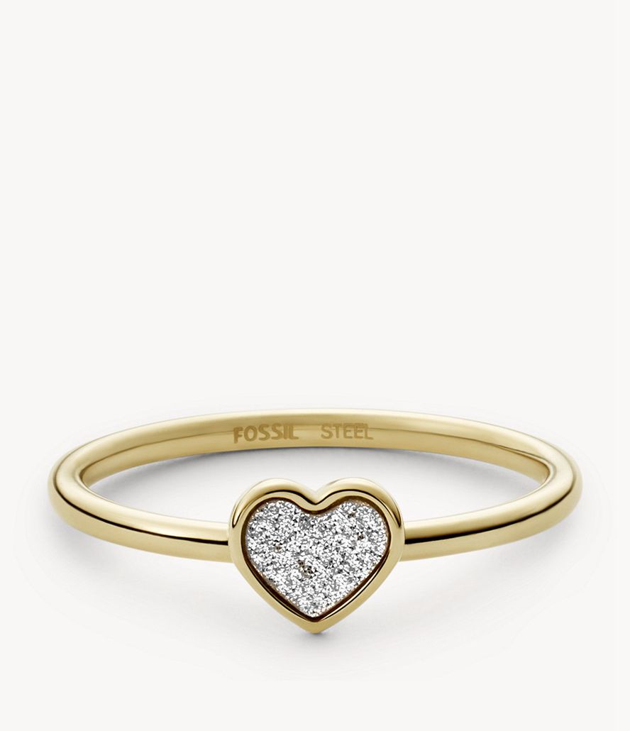 Fossil Sutton Classic Valentine Stainless Steel Heart Center Focal Ring Dame Guld | SLYHMQ-260