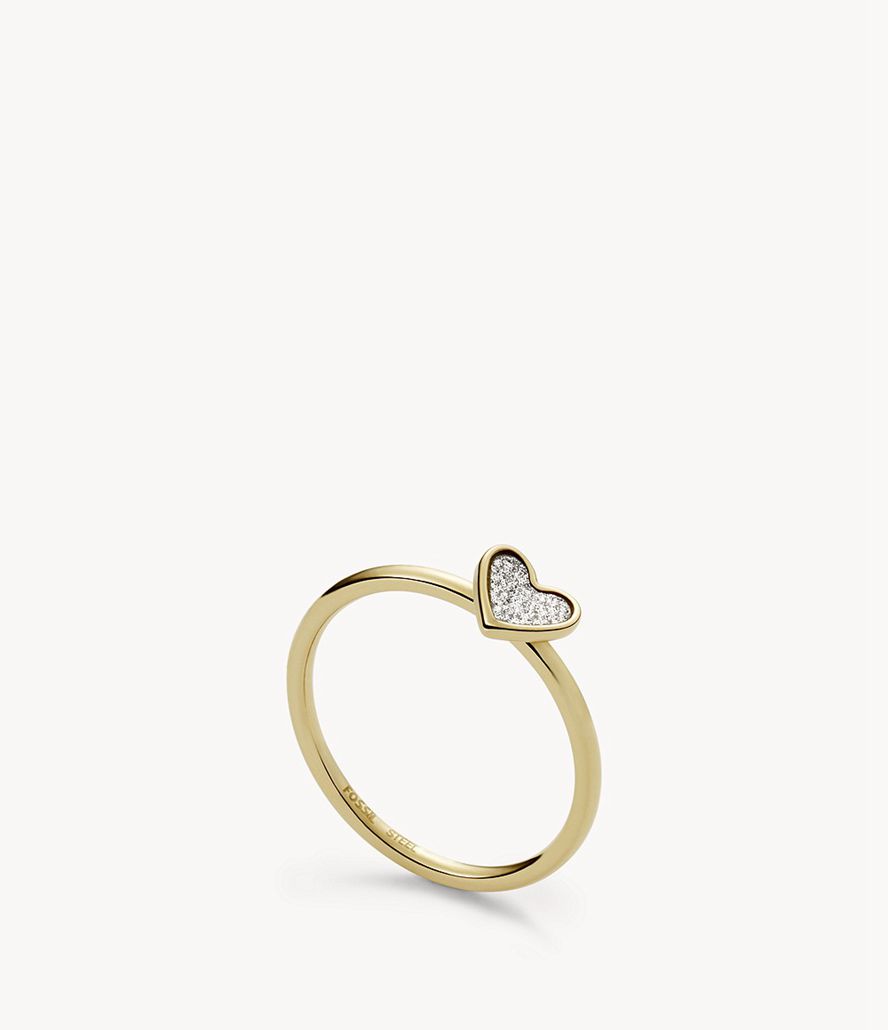 Fossil Sutton Classic Valentine Stainless Steel Heart Center Focal Ring Dame Guld | SLYHMQ-260