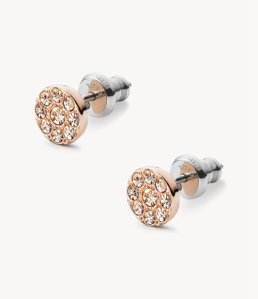 Fossil Sutton Disc Rose-Tone Stainless Steel Stud Øreringe Dame Lyserød Guld | OAURBM-697