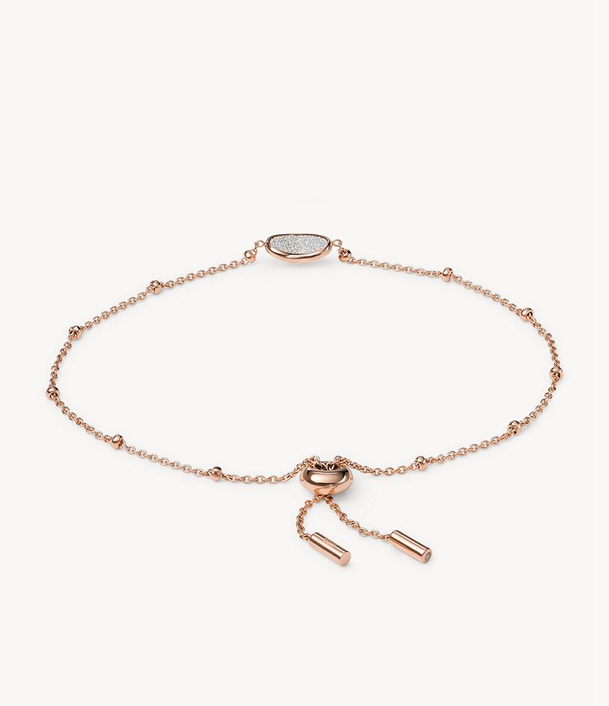 Fossil Sutton Flutter Hearts Tone Stainless Steel Chain Armbånd Dame Lyserød Guld | CJWKVQ-106