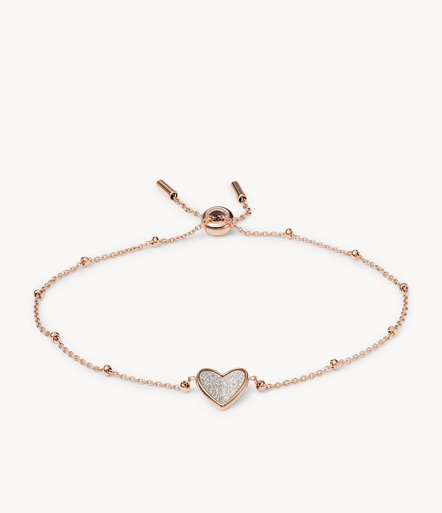 Fossil Sutton Flutter Hearts Tone Stainless Steel Chain Armbånd Dame Lyserød Guld | CJWKVQ-106