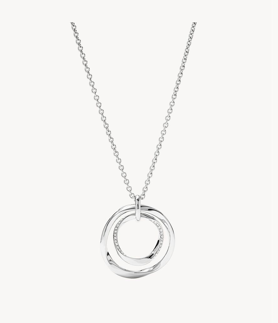 Fossil Sutton Long Twist Stainless Steel Pendant Halskæder Dame Sølv | WEQVXO-829