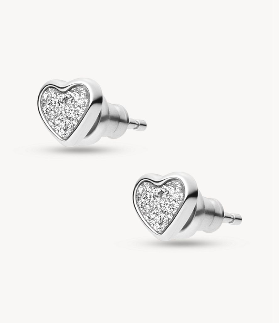 Fossil Sutton Mommy And Me Stainless Steel Heart Stud Øreringe Dame Sølv | JZEFIT-158