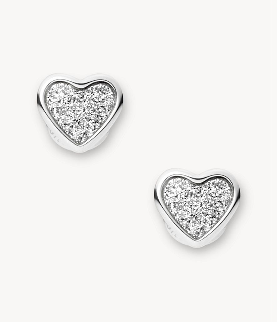 Fossil Sutton Mommy And Me Stainless Steel Heart Stud Øreringe Dame Sølv | JZEFIT-158