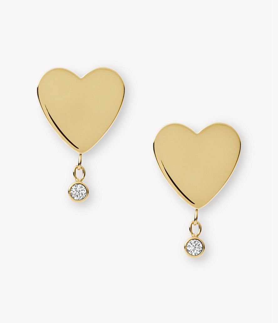 Fossil Sutton Mommy And Me Stainless Steel Heart Stud Øreringe Dame Guld | KPCALQ-168