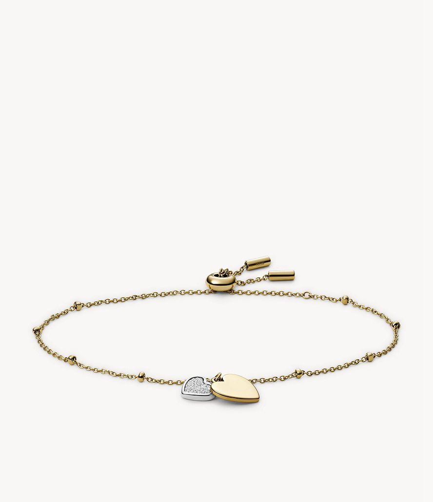 Fossil Sutton Mommy And Me Two-Tone Stainless Steel Heart Chain Armbånd Dame Guld | RDSUOM-462