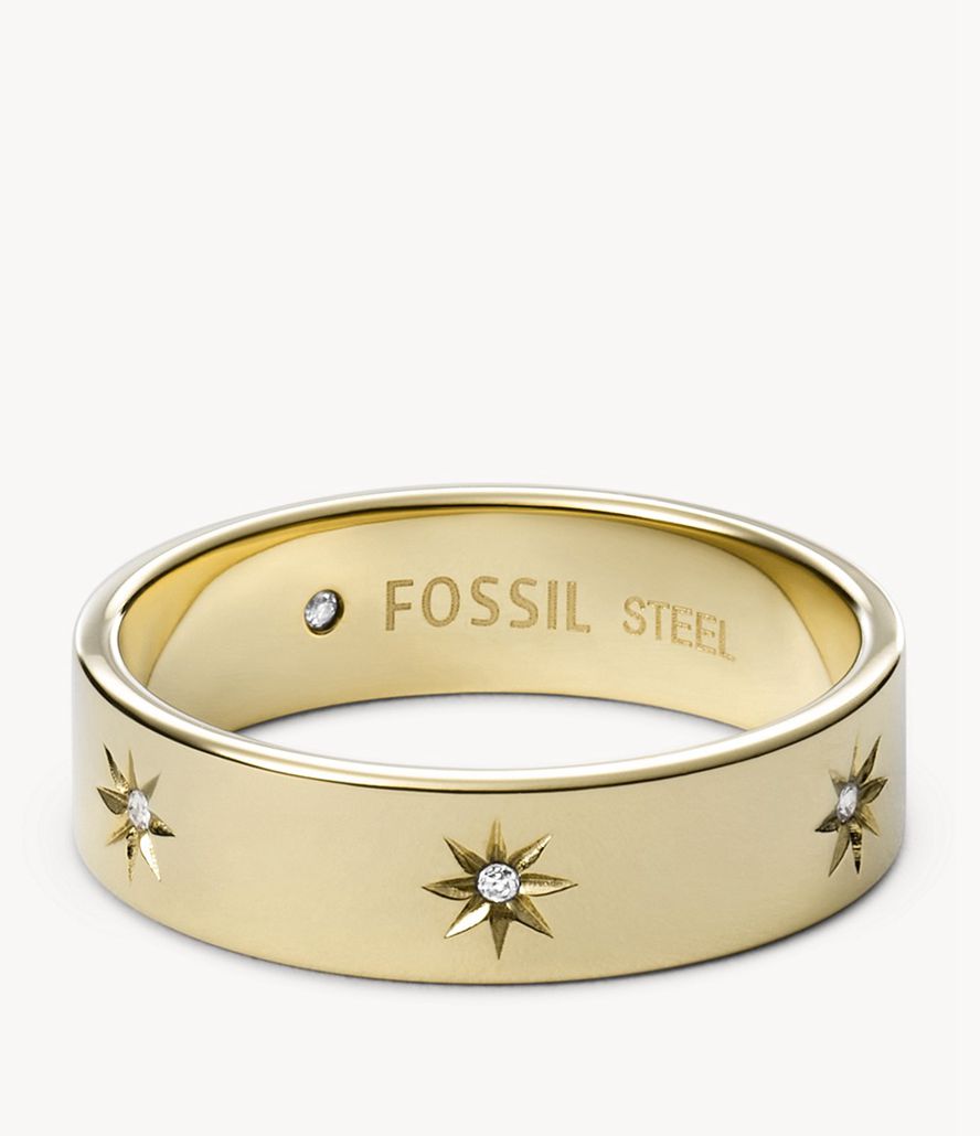 Fossil Sutton Shine Bright Stainless Steel Band Ring Dame Guld | KLUPWM-253