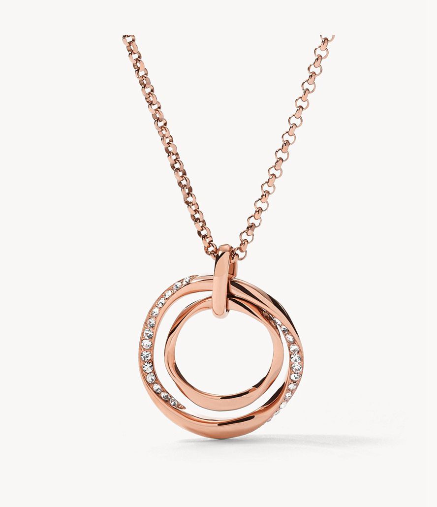 Fossil Sutton Twist Stainless Steel Pendant Halskæder Dame Lyserød Guld | KFWLHU-608