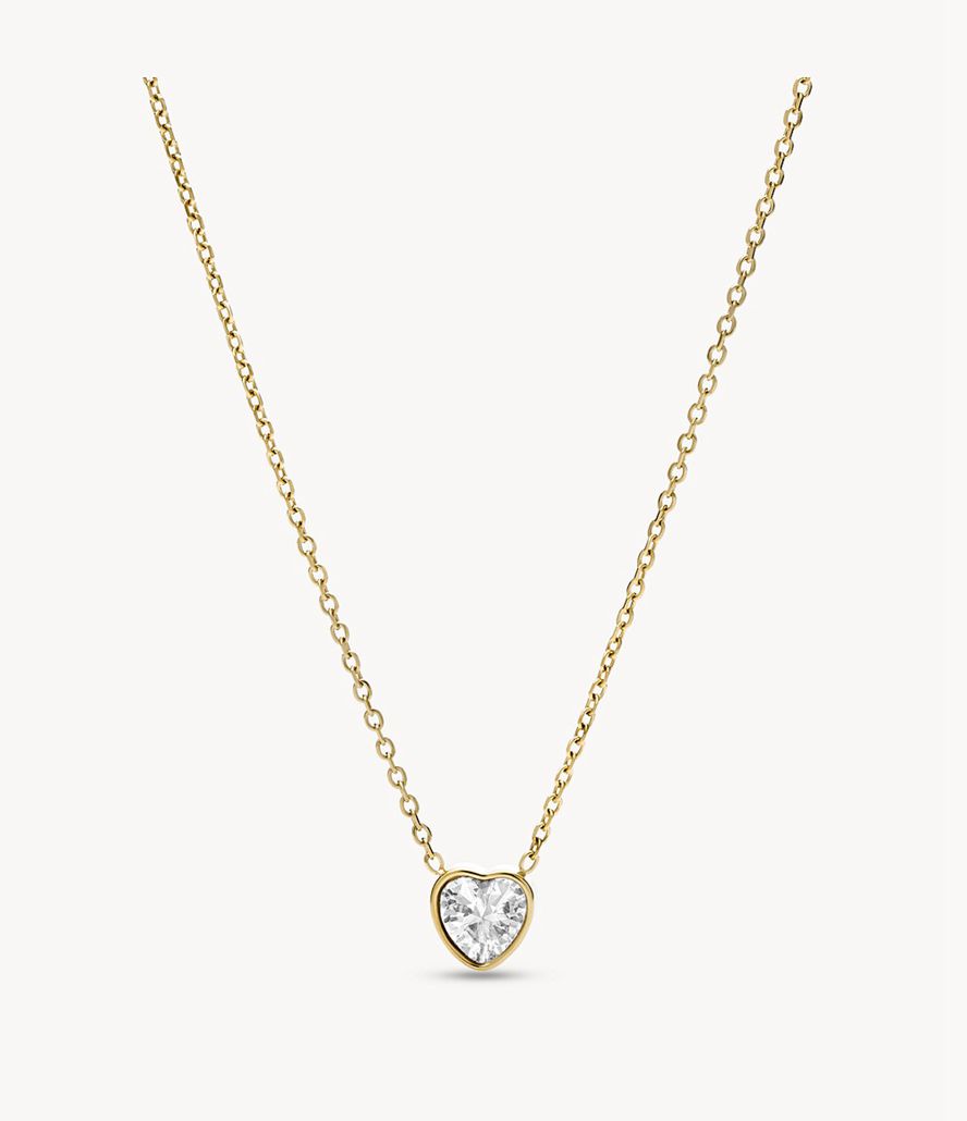 Fossil Sutton Valentine Heart Stainless Steel Station Halskæder Dame Guld | QJHBIP-630