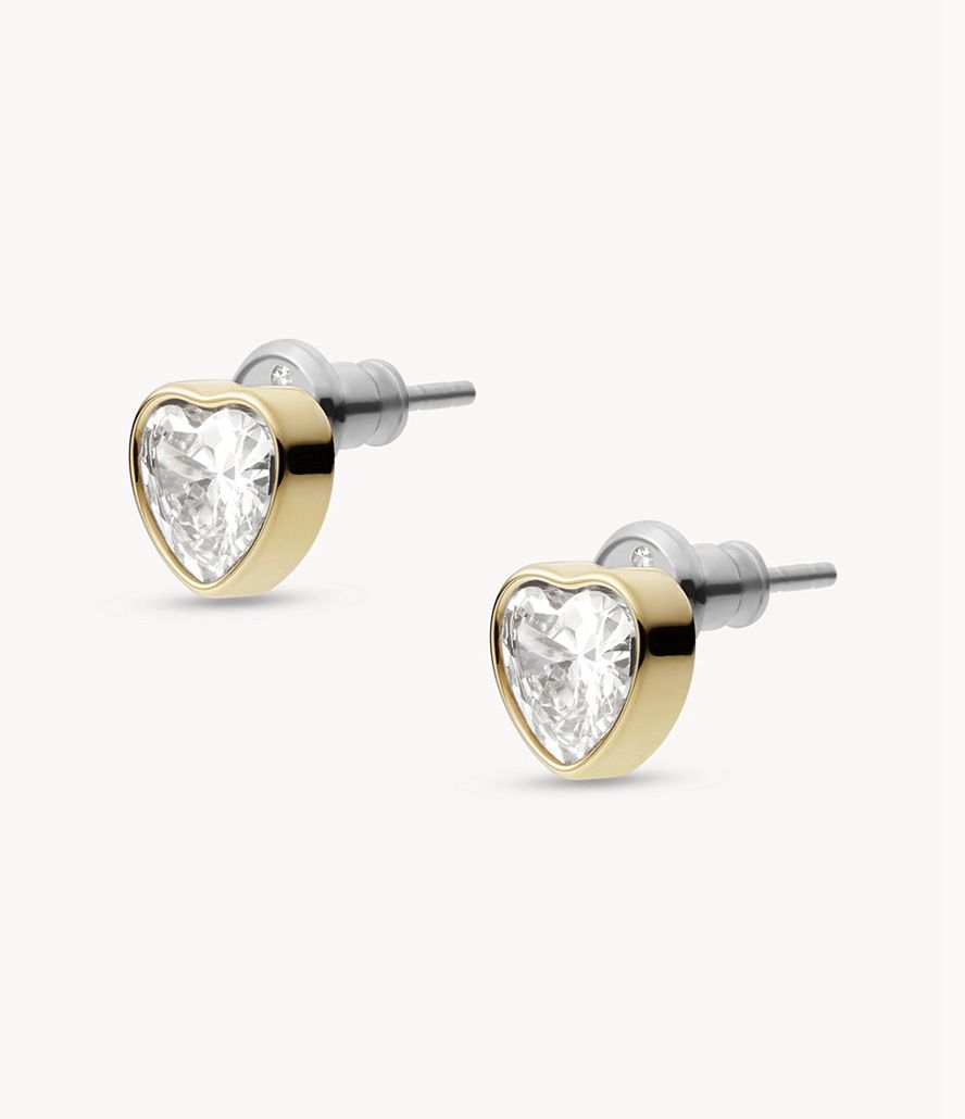 Fossil Sutton Valentine Heart Stainless Steel Stud Øreringe Dame Guld | VMCOGK-745