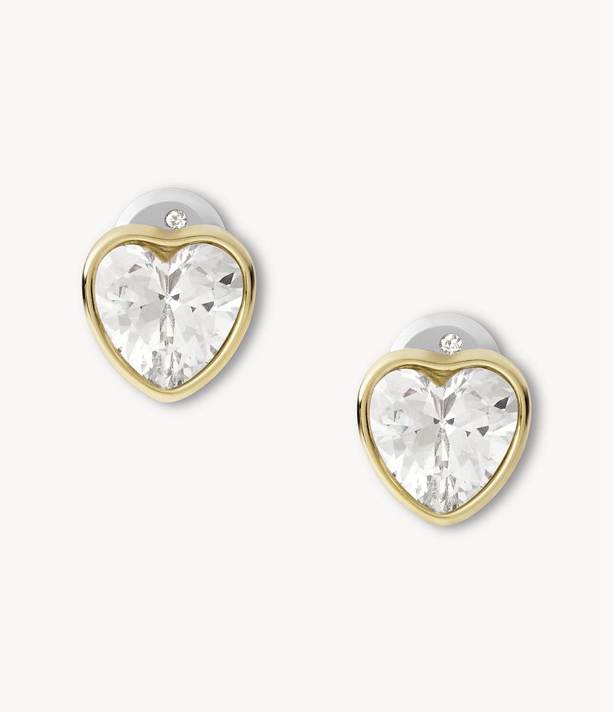 Fossil Sutton Valentine Heart Stainless Steel Stud Øreringe Dame Guld | VMCOGK-745