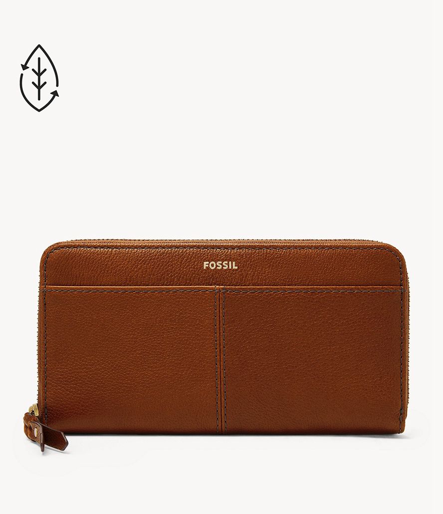 Fossil Tara Zip Clutch Taske Dame Brune | IZSWOV-579