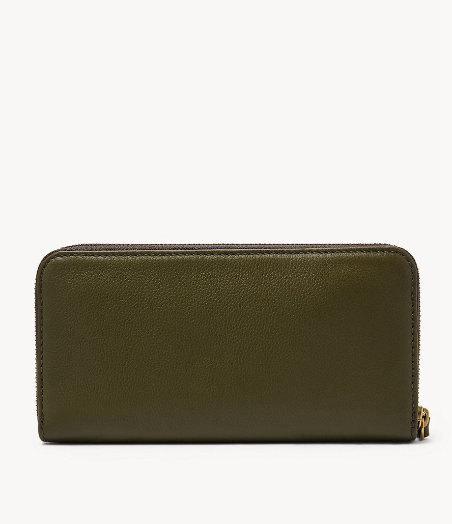 Fossil Tara Zip Clutch Taske Dame Grøn | EMBYUZ-625