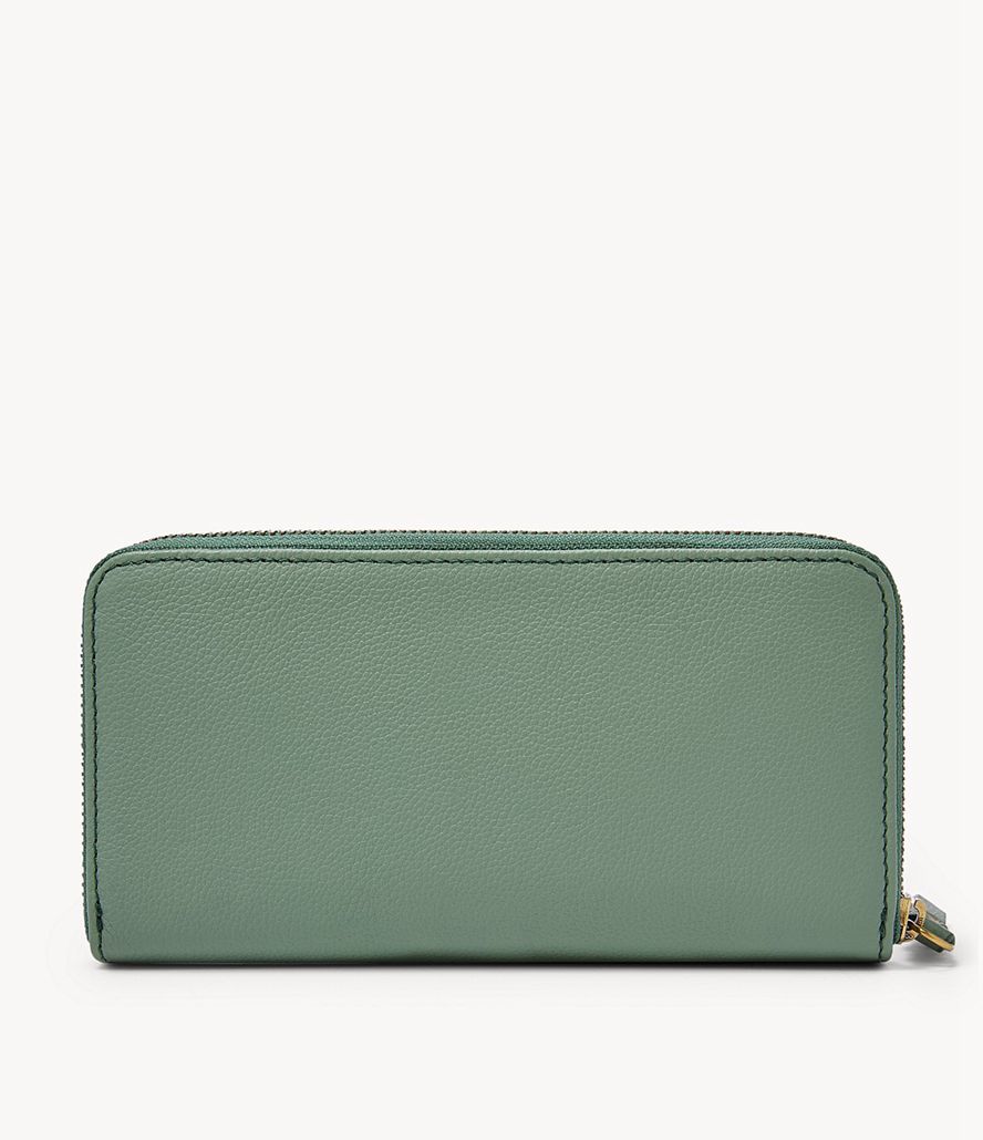 Fossil Tara Zip Clutch Taske Dame Grøn | WQYUJC-104