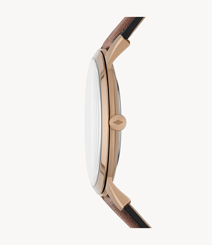 Fossil The Minimalist Three-Hand Eco Læder Ure Herre Brune | QIBFVG-163