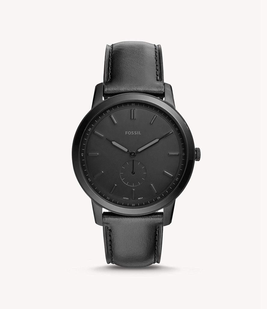 Fossil The Minimalist Two-Hand Læder Ure Herre Sort | CSYQLM-036