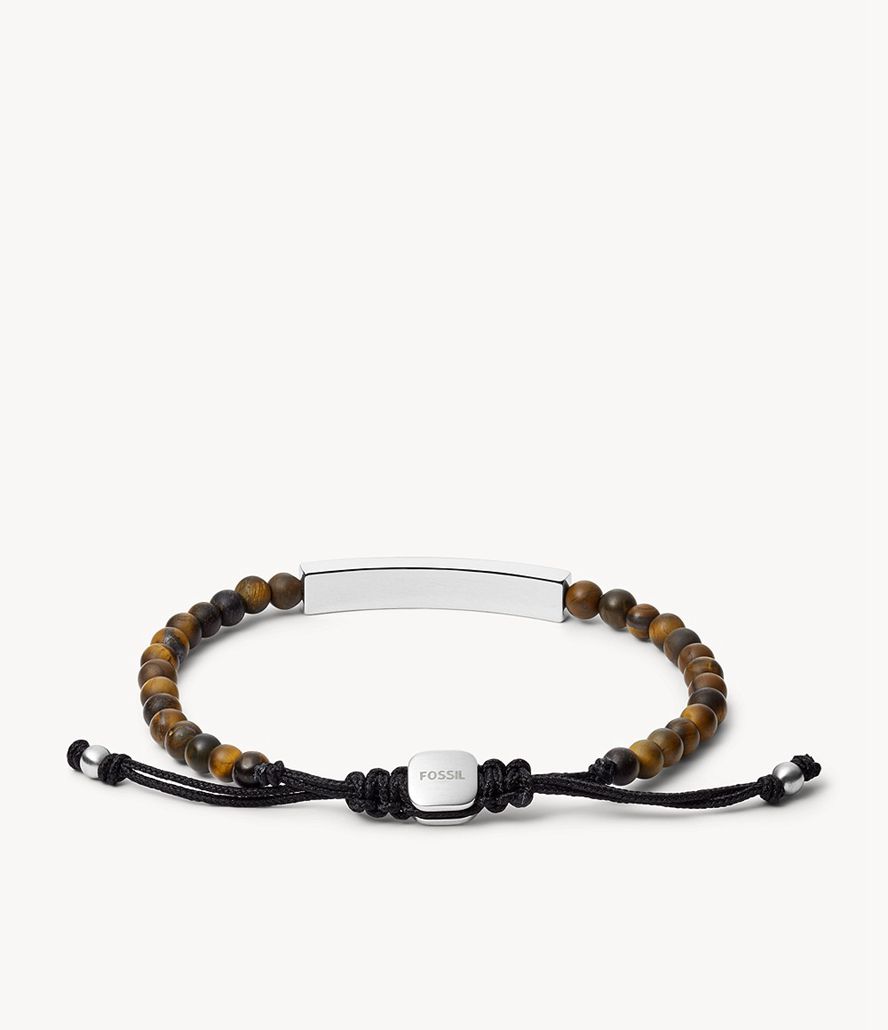 Fossil Tiger's Eye Beaded Armbånd Herre Brune | MYAKRB-329