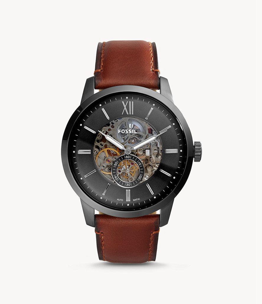 Fossil Townsman 48mm Automatisk Læder Ure Herre Grå | LEVFJS-946