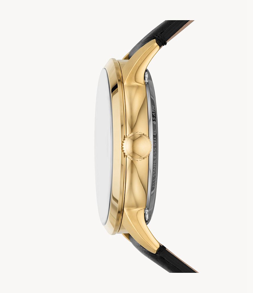 Fossil Townsman Automatisk Eco Læder Ure Herre Guld | POHTZU-097