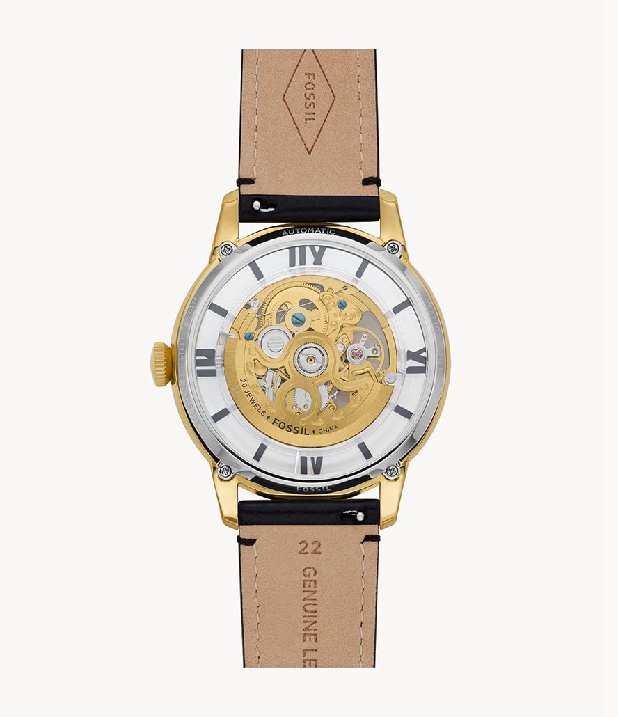 Fossil Townsman Automatisk Eco Læder Ure Herre Guld | POHTZU-097