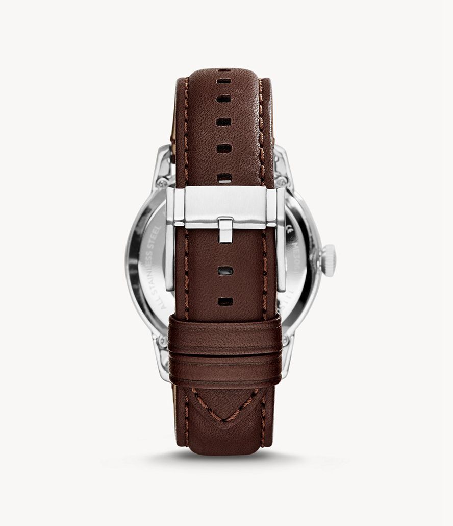 Fossil Townsman Automatisk Læder Brown Ure Herre Sølv | GQDHXE-937