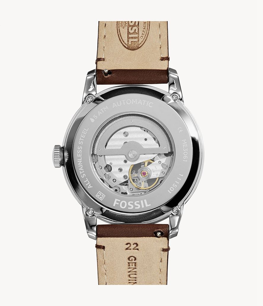 Fossil Townsman Automatisk Læder Brown Ure Herre Sølv | GQDHXE-937