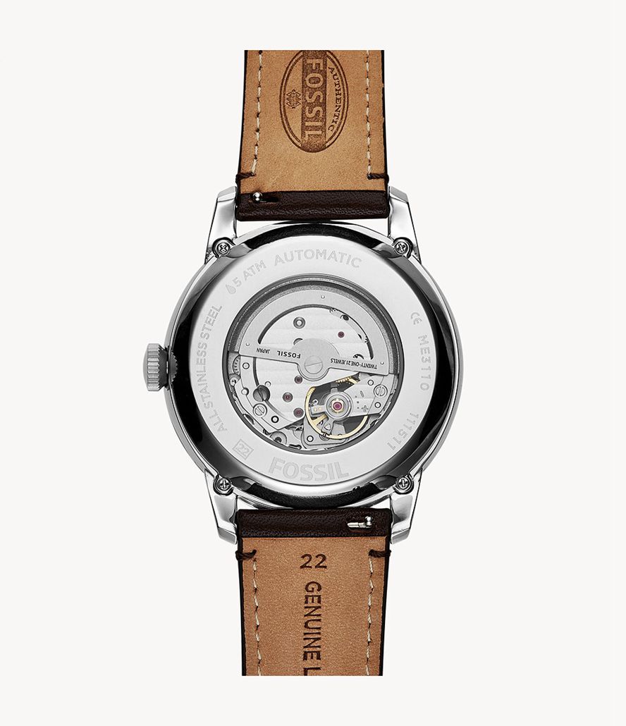 Fossil Townsman Automatisk Læder Ure Herre Sølv | NHSJQC-614