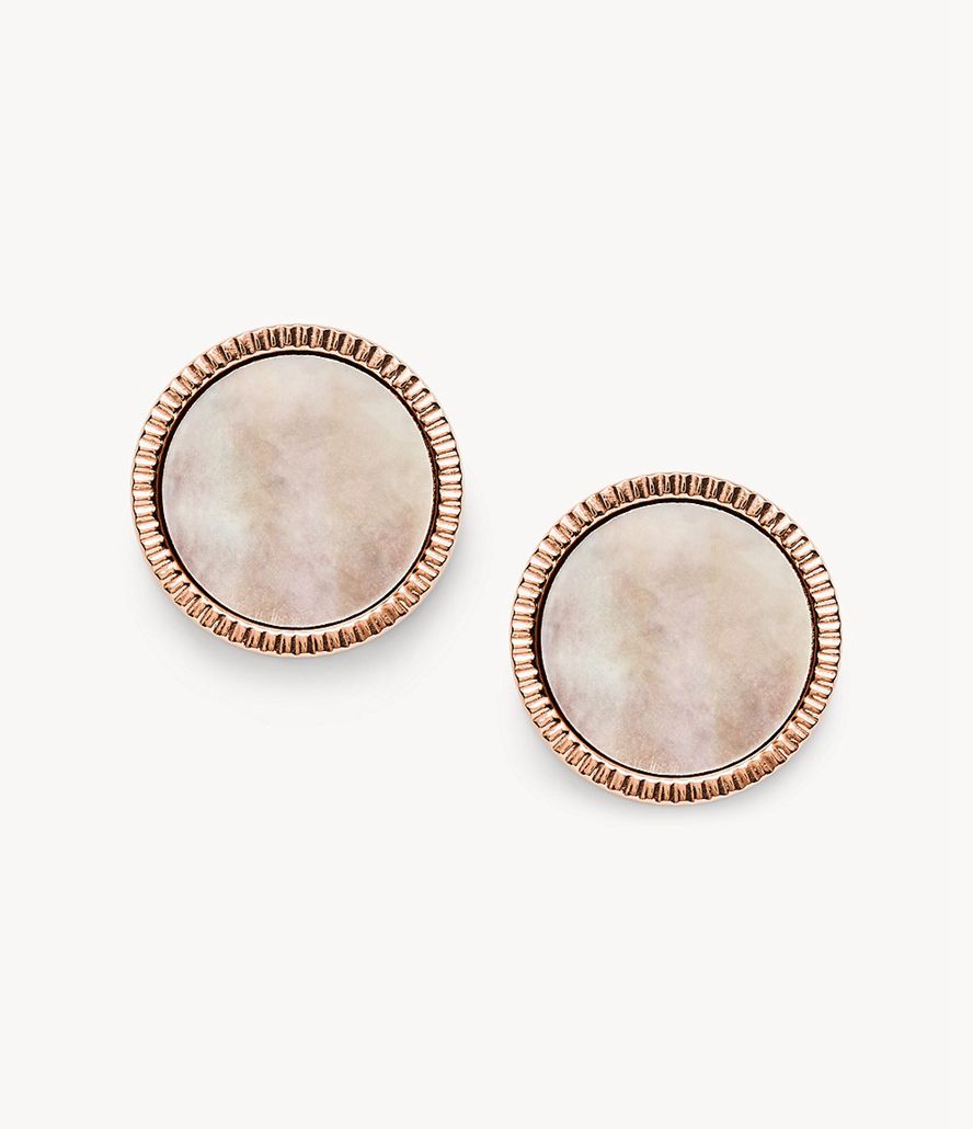 Fossil Val Coin Edge Mother Of Pearl And Tone Steel Studs Øreringe Dame Lyserød Guld | OTPVYK-394