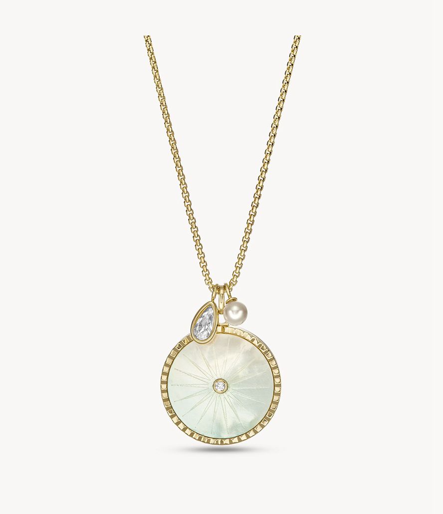 Fossil Val Crush Ombre Mother-Of-Pearl Pendant Halskæder Dame Guld | MYSRWO-728