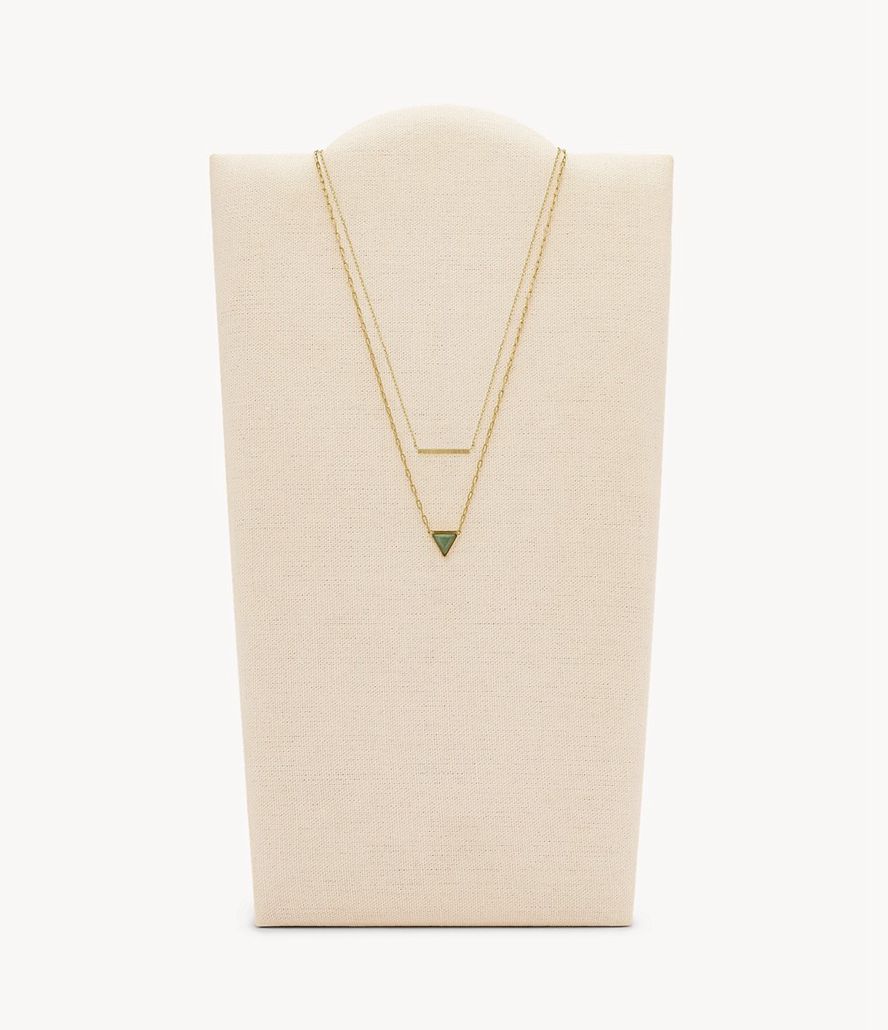 Fossil Val Joyful Expression Aventurine 14k Plated Brass Multi-Strand Halskæder Dame Guld | GYPTZU-713