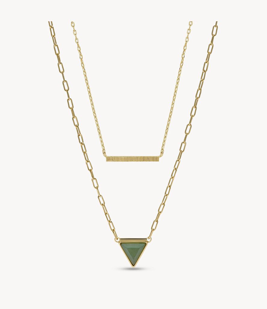 Fossil Val Joyful Expression Aventurine 14k Plated Brass Multi-Strand Halskæder Dame Guld | GYPTZU-713