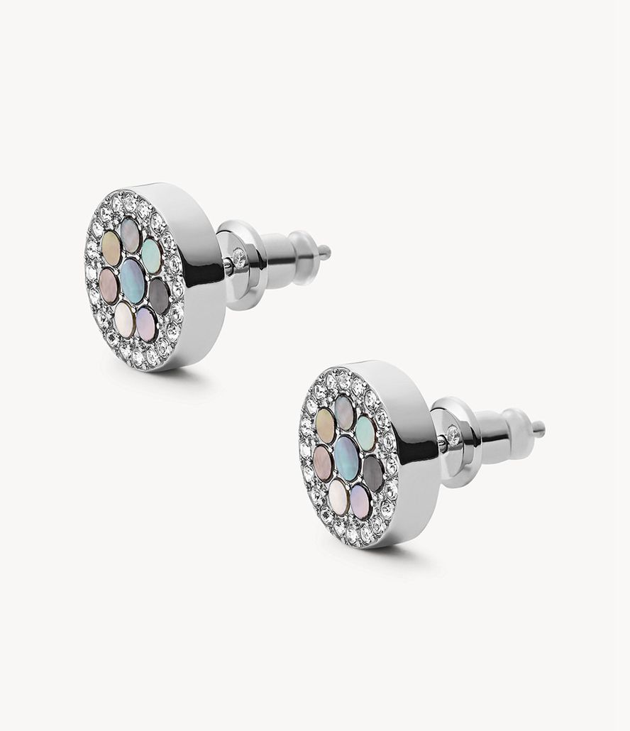 Fossil Val Mosaic Mother-Of-Pearl Stud Øreringe Dame Grå | ILENKF-178