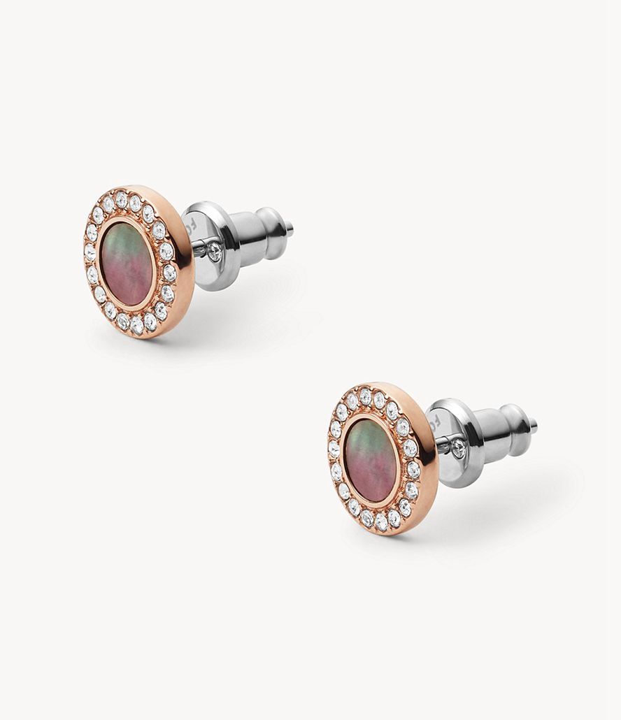 Fossil Val Mother-Of-Pearl Glitz Studs Øreringe Dame Lyserød Guld | EPFHOG-014