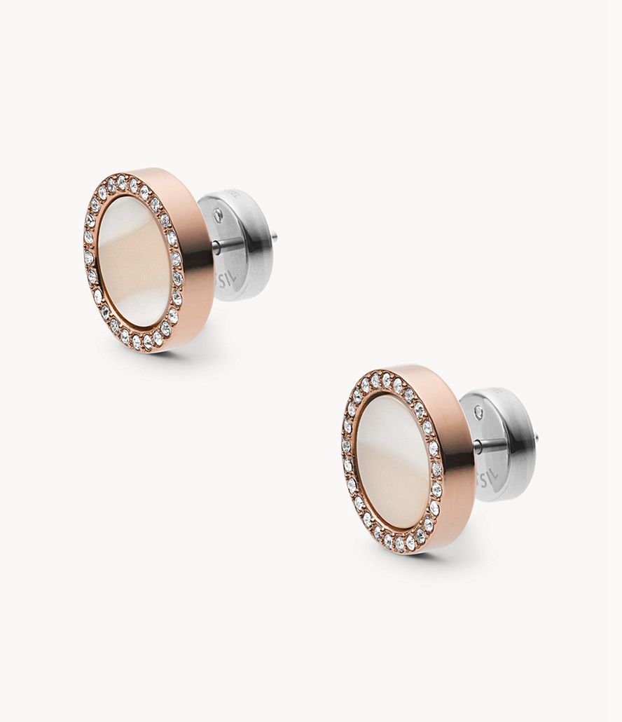 Fossil Val Shimmer Horn Stud Øreringe Dame Lyserød Guld | RDJASV-467