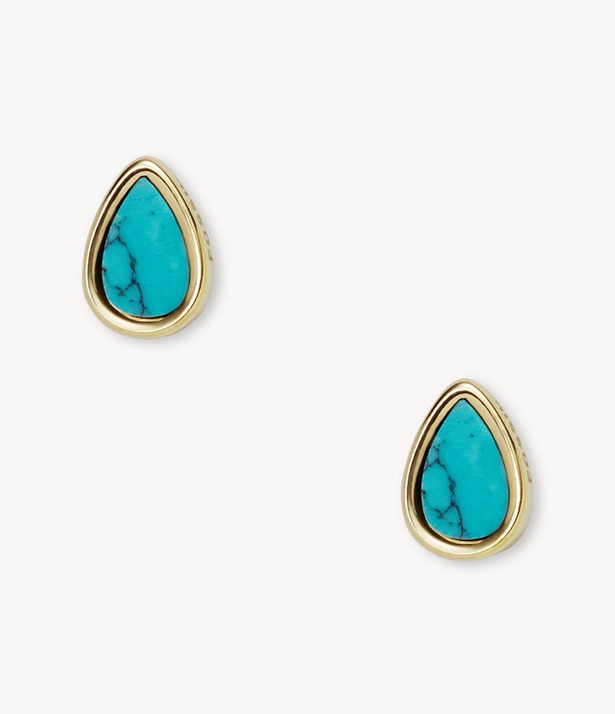 Fossil Val Tranquil Summer Turquoise Stud Øreringe Dame Guld | GRJBSZ-357