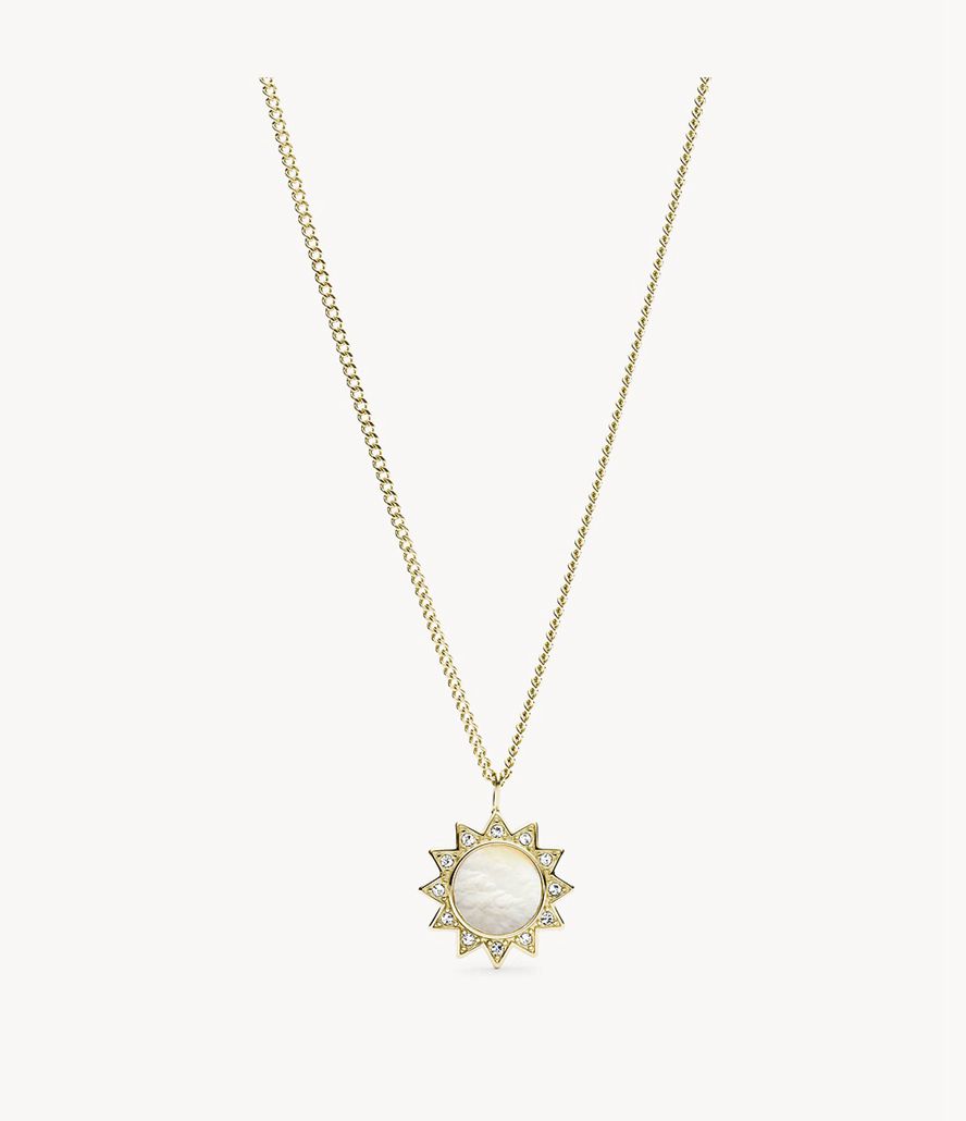 Fossil Val You Are My Sunshine Mother-Of-Pearl Stainless Steel Pendant Halskæder Dame Guld | ICRHTY-096