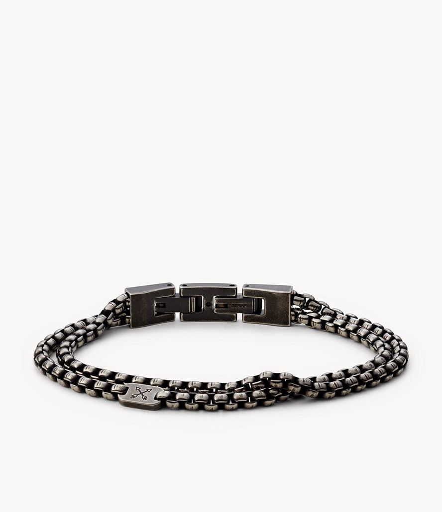 Fossil Vintage Casual Adventurer Silver-Tone Stainless Steel Chain Armbånd Herre Sølv | AFOJXR-723