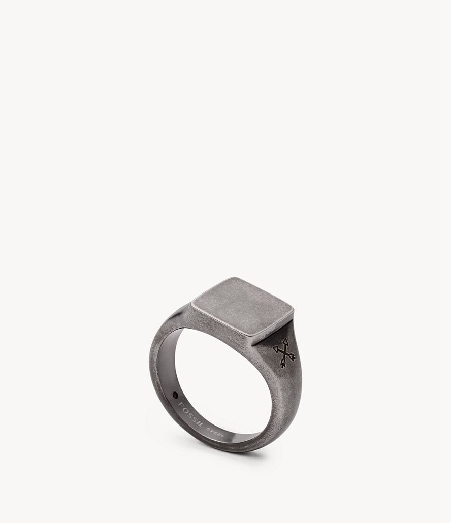 Fossil Vintage Casual Adventurer Silver-Tone Stainless Steel Signet Ring Herre Sølv | LKZGNE-795