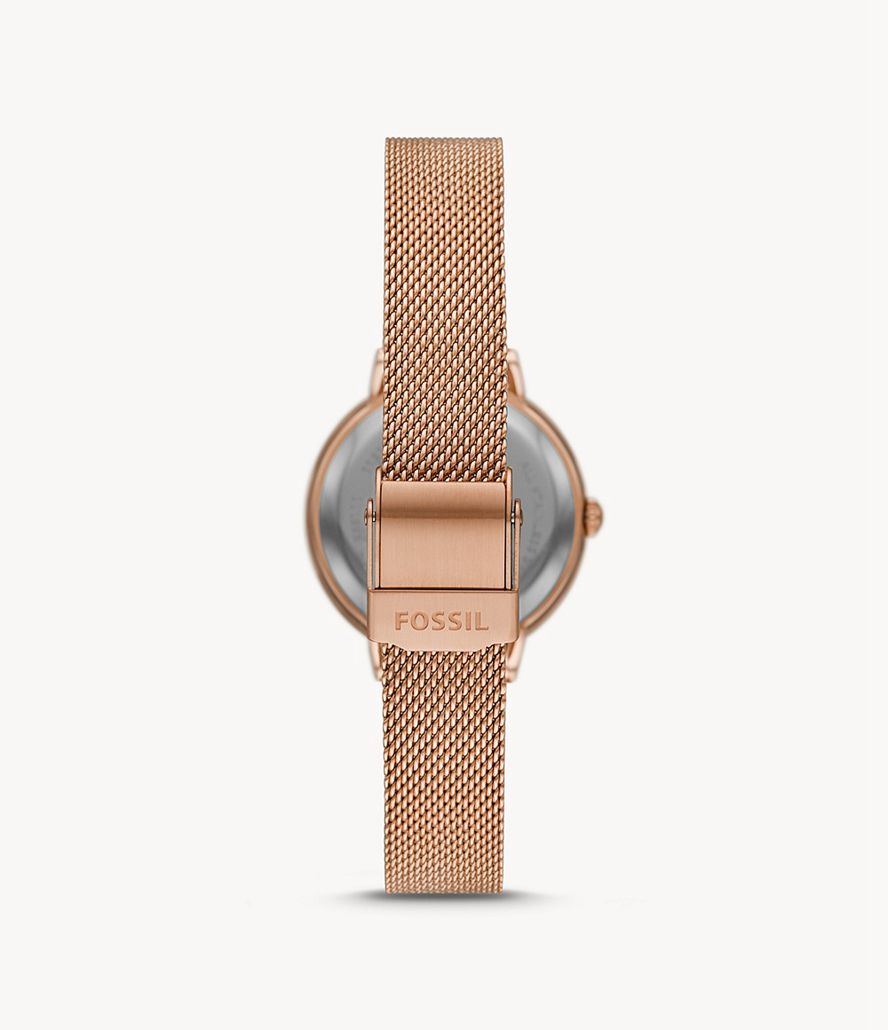 Fossil Virginia Three-Hand Tone Stainless Steel Mesh Ure Dame Lyserød Guld | ULHOZA-942