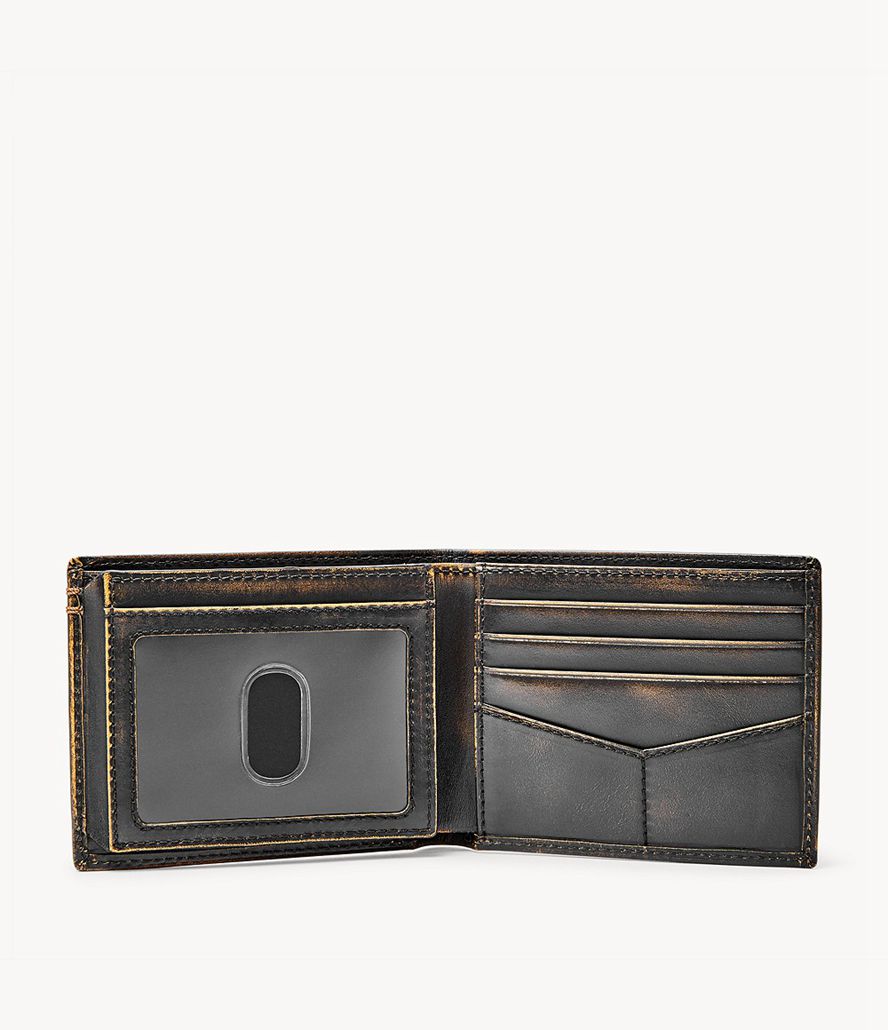 Fossil Wade Flip Id Bifold Tegnebog Herre Sort | JDVZCE-796