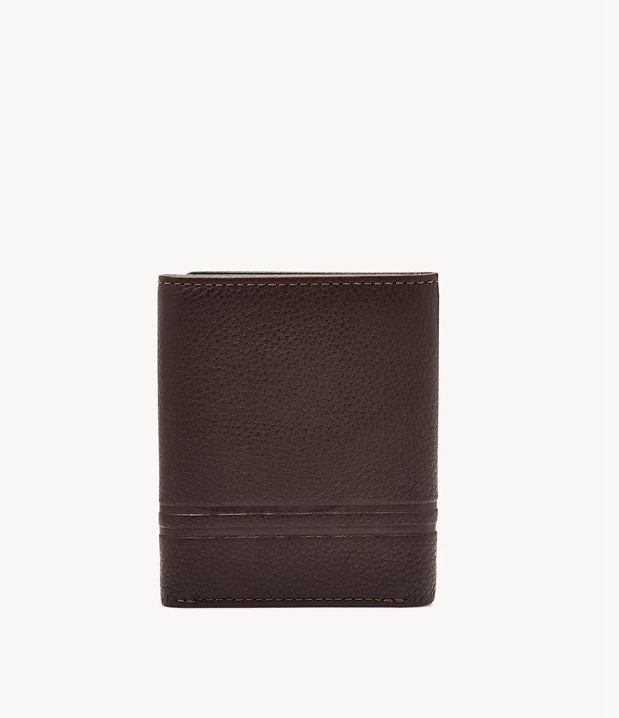 Fossil Wilder Trifold Tegnebog Herre Brune | FUPMCL-687